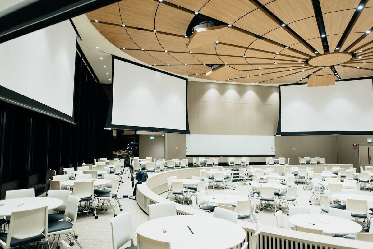 Event team coordinating a live venue setup